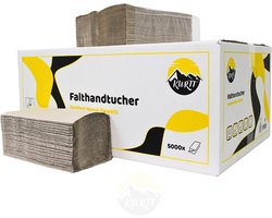 KURTT Papieren handdoekjes 1-laags, 5000 vellen (tissue) grijs 25 x 23 cm, Z vouw papieren handdoekjes, handdoekjes papier