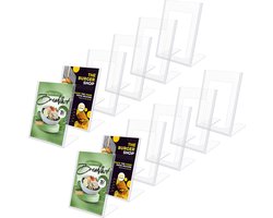 Kurtzy 12 Pak A5 Helder Plastic Folder Houder – Geheld Portret Plastic Display Houders – Tafel Top Restaurant Menu, Kantoor Balie Kaarten, Reclame Poster, Folder, Flyer, Papier Houder & Fotolijst
