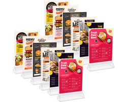 Kurtzy A6 Bord Houder (12 Pak) – L11 x H19,5 cm – Helder Plastic Dubbelzijdige Verticale Tafel Display Houders – Restaurant Menu Kaart, Fotolijst & Advertentie Poster Standaard