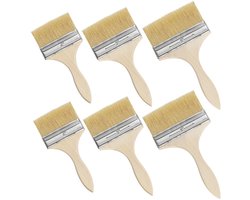 Kurtzy Herbruikbare Verfkwasten (6 Pak) Set van 3 Kwastmaten 10,16-15,24 cm voor Vieze Klusjes die Chip Painting, Siliconen, Gesso, Stainen, Vernissen en Lijmen Bevatten