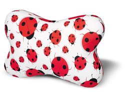 Kuschelmaxx kussen - Sierkussen gevlinderd 22 x 33 cm - lieveheersbeestje-design - Stevig en zacht - Mooie print - Gevuld met microgranulaat - Vormvast & Wasbaar - Ideaal voor op de bank, bed, auto of op reis - Inclusief Wasnet