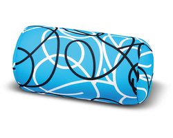 Kuschelmaxx Rolkussen - Sierkussen Rond Cilinder 17 x 33 cm - Blauw lijnen-design - Stevig en zacht - Mooie print - Gevuld met microgranulaat - Vormvast & Wasbaar - Ideaal voor op de bank, bed, auto of op reis - Inclusief Wasnet