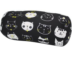 Kuschelmaxx Rolkussen - Sierkussen Rond Cilinder 17 x 33 cm - Katjes-design - Stevig en zacht - Mooie print - Gevuld met microgranulaat - Vormvast & Wasbaar - Ideaal voor op de bank, bed, auto of op reis - Inclusief Wasnet