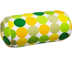 Kuschelmaxx Rolkussen - Sierkussen Rond Cilinder 17 x 33 cm - Punkte gelb-design - Stevig en zacht - Mooie print - Gevuld met microgranulaat - Vormvast & Wasbaar - Ideaal voor op de bank, bed, auto of op reis