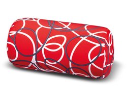 Kuschelmaxx Rolkussen - Sierkussen Rond Cilinder 17 x 33 cm - Rood lijnen-design - Stevig en zacht - Mooie print - Gevuld met microgranulaat - Vormvast & Wasbaar - Ideaal voor op de bank, bed, auto of op reis - Inclusief Wasnet