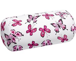 Kuschelmaxx Rolkussen - Sierkussen Rond Cilinder 17 x 33 cm - Vlinder-design - Stevig en zacht - Mooie print - Gevuld met microgranulaat - Vormvast & Wasbaar - Ideaal voor op de bank, bed, auto of op reis
