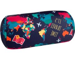 Kuschelmaxx Rolkussen - Sierkussen Rond Cilinder 17 x 33 cm - World-design - Stevig en zacht - Mooie print - Gevuld met microgranulaat - Vormvast & Wasbaar - Ideaal voor op de bank, bed, auto of op reis