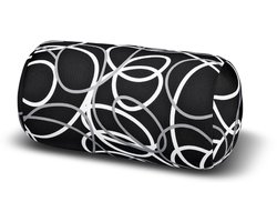 Kuschelmaxx Rolkussen - Sierkussen Rond Cilinder 17 x 33 cm - Zwart gelijnd-design - Stevig en zacht - Mooie print - Gevuld met microgranulaat - Vormvast & Wasbaar - Ideaal voor op de bank, bed, auto of op reis - Inclusief Wasnet