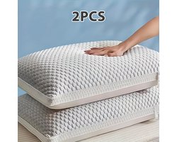 kussen - 2x Verkoelend Nekkussen – Ergonomisch & Ademend – Voor Slapen, Reizen & Studentenkamer – Hypoallergeen & Comfortabel (Grijs/Blauw)