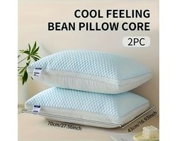 kussen - 2x Verkoelend Nekkussen – Ergonomisch & Ademend – Voor Slapen, Reizen & Studentenkamer – Hypoallergeen & Comfortabel (Grijs/Blauw)