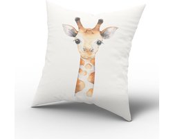 Kussen aquarel giraf-Kinderkamer decoratie-Kinderkamer accessoires-Kussen aquarel giraf wit-Kussen incl binnen kussen-maat 40x40