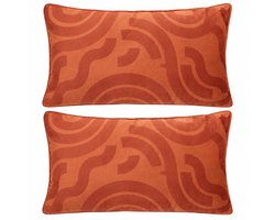 Kussen - Bedkussen - Decoratief Kussen - Sierkussen Set van 2 - Fluweelzachte Polyester Bekleding - Afneembare Hoes - Rits - Wasbaar - Binnengebruik - Voor Bed, Bank en Fauteuil - 30 x 50 cm - Terracotta