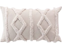 Kussen Boho Naturel – Beige/Wit – Handmade – 30 x 50 cm (incl. vulling)