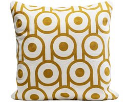 Kussen Catena Circle geel en wit Kare Design