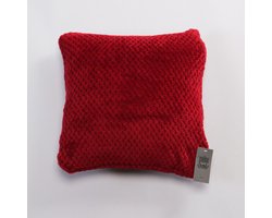 KUSSEN CORAL FLEECE GERUIT DONKERROOD