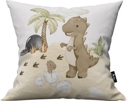 Kussen dino uitkomend ei-stegoraurus-Kinderkamer decoratie-Kinderkamer accessoires-babykamer-Kussen incl binnen kussen-maat 40x40