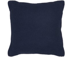 Kussen donkerblauw - gerecycled katoenkussen - milieuvriendelijk kussen - duurzaam materiaal - 45 cm x 45 cm