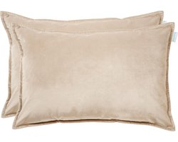 Kussen fluweel beige 40x60 cm set van 2 sierkussens