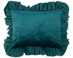 kussen fluweel rouche petrol 35x45cm
