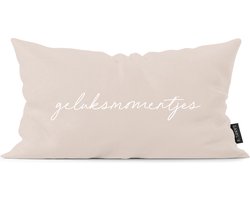 Kussen geluksmomentjes beige 50 x 30 cm / Buiten
