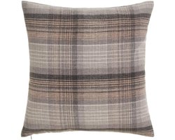 Kussen Geruit - Vierkant Kussen - Woonkamer Decoratie - Flanel Stof - 45 x 45 cm - Beige Bruin