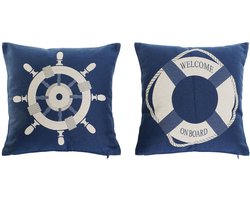 Kussen Home ESPRIT Blauw Wit 45 x 10 x 45 cm (2 Stuks)