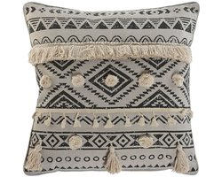 Kussen Home ESPRIT Wit Zwart Boho 45 x 8 x 45 cm