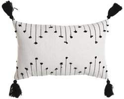 Kussen Home ESPRIT Wit Zwart Ruiten 50 x 15 x 30 cm