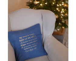 Kussen Kussenhoes tekst cadeau Regels voor Bij oom en tante | blauw met goud 50x50 | cadeau  broer zus