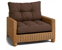 Kussen Lounge Tuinmeubelen - Set: zitkussen 60x60 cm en rugkussen 40x60 cm Rug Rattan Ideaal voor balkon terras loungeset buiten comfort vulling dik duurzaam Bruin