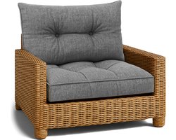 Kussen Lounge Tuinmeubelen - Set: zitkussen 70x70 cm en rugkussen 40x70 cm Rug Rattan Ideaal voor balkon terras loungeset buiten comfort vulling dik duurzaam Grijs