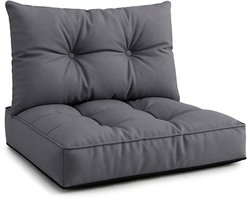 Kussen Lounge Tuinmeubelen - Set: zitkussen 70x70 cm en rugkussen 40x70 cm Rug Rattan Ideaal voor balkon terras loungeset buiten comfort vulling dik duurzaam Grafiet