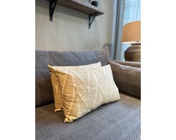 Kussen met bladeren borduursels - Zedonna Gold CLAUDI - 40x60 cm