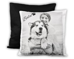 Kussen met eigen foto ! Sierkussen zwart met foto
