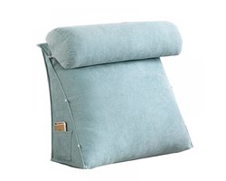 Kussen met Hoofdsteun - Wigkussen met Instelbare Nekrol Ondersteuning - Grote Rugkussen voor Comfort & Beenverhoging - Meerblauw - 45 x 45 x 20 cm - 1 Stuk