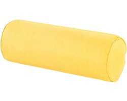 Kussen met ronde hals, linnen steunkussen, lang lendenkussen, armsteun, kussen, nekpijnverlichting, cilinderkussen met afneembare hoes om te slapen/stoel, auto/bank - citroengeel, 15 x 40 cm