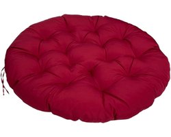 Kussen - Rond Dik Kussen - Geschikt voor Buiten - Tuinkussen - Kussen - Hangstoel - Binnen en Buiten -50*50CM-Donkerrood