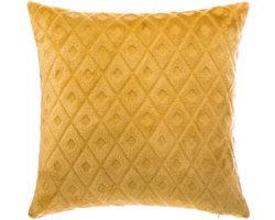 Kussen - Sierkussen - Comfort Above - Zacht - Geblokt - Atmosphera Créateur d'intérieur® - Kussen Okergeel met Palmblad motief Strak Design - 40x40cm