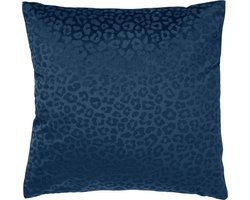 Kussen - Sierkussen - Dutch - 45 x 45 cm - Insignia blue - Panter print - Velvet/Velours - Inclusief vulling