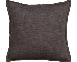 Kussen soft linnen zwart/bruin 48x48cm