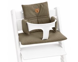 Kussen / stoelverkleiner - bruin/olfijfgroen beer - geschikt voor de Stokke Tripp Trapp - afneembaar