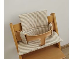 Kussen / stoelverkleiner - geelbruin/beige Gestreept - geschikt voor de Stokke Tripp Trapp - afneembaar