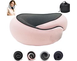 Kussen, traagschuim vliegtuigkussen, wandelkussen, reiskussen, traagschuim reiskussen, vliegtuigkussen (roze)