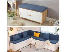 kussen, Tuin Patio Bench Pad Indoor Outdoor Linnen Wasbare Cover Resistant Stof 2 of 3 zits Meubels Swing Seat 3.9" (10cm) Dikke Zit/Bench Pad, Verschillende maten-Donkerblauw 200x40x10cm (79x12x4