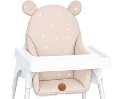 Kussen voor kinderstoel baby opvouwbaar zitverkleiner – zitkussen steun voor Ikea Antilop kinderstoel en babystoel – zitverkleiner waterafstotend wasbaar Beige met witte sterren