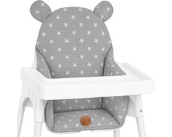 Kussen voor kinderstoel baby opvouwbaar zitverkleiner – zitkussen steun voor Ikea Antilop kinderstoel en babystoel – zitverkleiner waterafstotend wasbaar Grijs Met Sterren