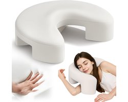 Kussen - Zijslaperkussen - Verlicht schouderpijn - Rotator cuff kussen met armopening - Ondersteunt nek en schouder - Kniekussen voor volwassenen - Kan tussen de benen worden geplaatst - Ergonomisch kussen van traagschuim - Gebroken wit