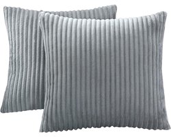 Kussenbeschermer Set - Kussensloop Kussenhoes - Bank en Bed Decoratie - Kort Pluche Materiaal - 30x50 cm - Grijs