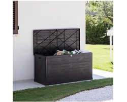 Kussenbox 420L – Waterbestendige Opbergbox voor Tuinkussens – 120 x 56 x 63 cm – Zwart Houtlook Design
