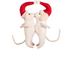 Kussende muizen vilten kersthanger - Sass & Belle